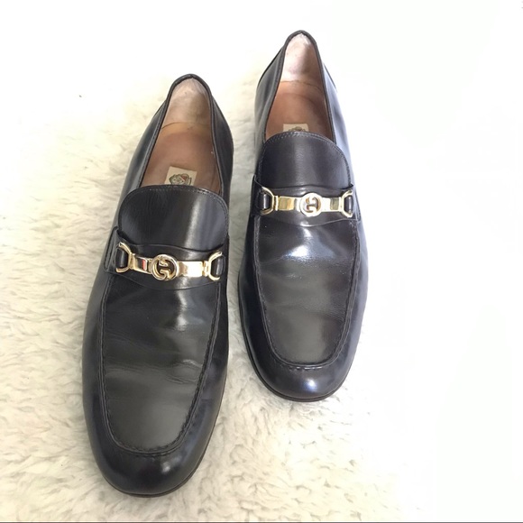 Gucci Dark Brown Loafers/Slips On w/ GG Logo Dress Men’s Shoes 42.5 US 8.5 - Picture 9 of 15